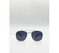 Svnx Metal Frame Aviator Style Square Sunglasses In Silver Silver One Size