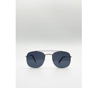 SVNX Metal Frame Aviator Style Square Sunglasses in Silver SVNX Silver One Size