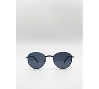 SVNX Metal Frame Round Sunglasses - Black