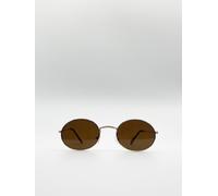 SVNX Metal Frame Round Sunglasses with Mirror Lenses in Gold