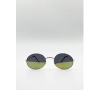 SVNX Metal Frame Round Sunglasses with Mirror Lenses in Gold
