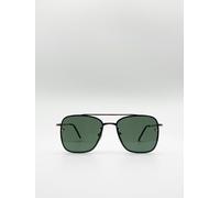 SVNX Metal Frame Square Aviator Style Sunglasses - Gold - One Size