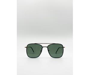 SVNX Metal Frame Square Aviator Style Sunglasses - Gold - One Size