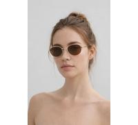 Svnx Metal Oval Cat Eye Sunglasses In Brown Brown
