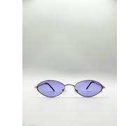 SVNX Metal Oval Frame Sunglasses with Lilac Lenses - One Size - Lilac