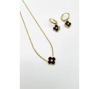 Svnx Mini Clover Necklace & Hoop Earrings In Gold Gold