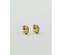 SVNX Mini Huggie Hoop with Clear Stones - Gold Coloured