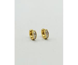 SVNX Mini Huggie Hoop with Clear Stones - Gold Coloured