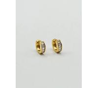 Svnx Mini Huggie Hoop With Clear Stones In Gold Gold One Size