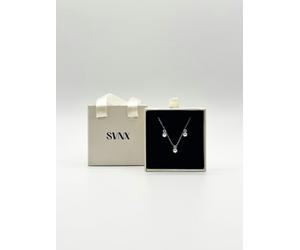 SVNX Mini Pearl Diamante Necklace and Earrings Set in Silver Colour - One Size