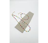 Svnx Multicolour Oval Necklace & Bracelet Set Multi