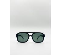 SVNX Navigator Retro Style Plastic Frame Sunglasses - Black