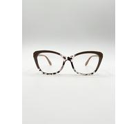 SVNX Nude pink and Animal print Clear Lens Glasses - One Size - Nude Pink
