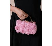 SVNX Organza 3D Rose Clutch In Pink - Pink - One Size