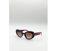 Svnx Oval Cat-Eye Sunglasses In Navy Burg Navy