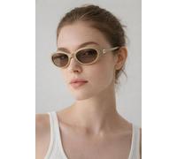Svnx Oval Foldable Sunglasses In Beige Beige