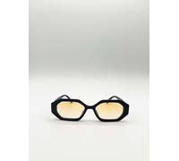 Svnx Oval Geomentric Sunglasses In Black Orange Black