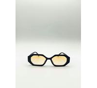 SVNX Oval Geomentric Sunglasses in Black Orange - Black - One Size