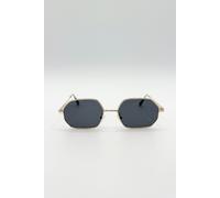 SVNX Oval Geometric Metal Frame Sunglasses Black Gold - Black - One Size