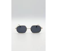 Svnx Oval Geometric Metal Frame Sunglasses In Jet Black Jet Black One Size