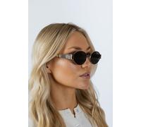SVNX Oval Metal Frame Sunglasses in Silver Grey - Grey - One Size