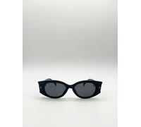 SVNX Oval Rectangular Vintage Sunglasses in Black - Black - One Size