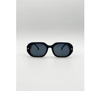 Svnx Oval Sunglasses With Wide Arm In Black Black One Size