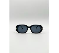 SVNX Oval Sunglasses with Wide Arm in Black - Black - One Size