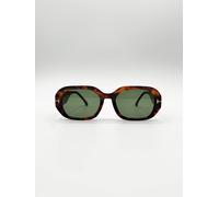 Svnx Oval Sunglasses With Wide Arm In Brown Brown One Size