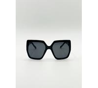 SVNX Oversize Cateye Sunglasses with Diamante Detail in Black - Black - One Size