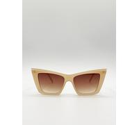 Svnx Oversized Angular Cateye Sunglasses In Mocha In Light Brown Light Brown One Size