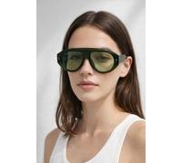 Svnx Oversized Bold Aviator Sunglasses In Green Green