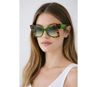 SVNX Oversized Butterfly Sunglasses In Green Leopard - Green - One Szie