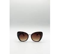 Svnx Oversized Cat-Eye Sunglasses In Brown Red Brown