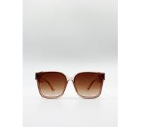 Svnx Oversized Cat Eye Sunglasses In Crystal Sand In Peach Peach