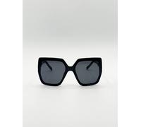Svnx Oversized Cateye Sunglasses With Diamante Detail In Black Black