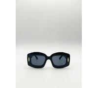 SVNX Oversized Chunky Rectangle Sunglasses in Black - Black - One Size