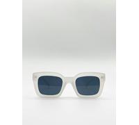SVNX Oversized Matte Clear Frame Cat Eye Sunglasses - White