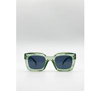 Svnx Oversized Matte Crystal Frame Cateye Sunglasses In Green Green