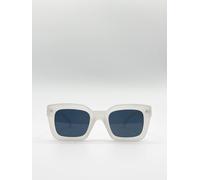 Svnx Oversized Matte Crystal Frame Cateye Sunglasses In White White