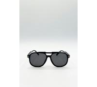 SVNX Oversized Navigator Sunglasses in Black - Back - One Size
