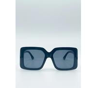 SVNX Oversized Plastic Frame Square Sunglasses - Black - One Size