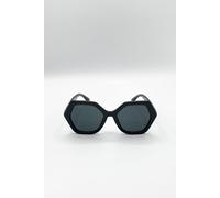 SVNX Oversized Rounded Angular Sunglasses in Black
