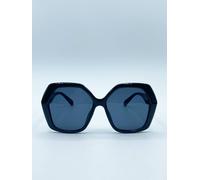 Svnx Oversized Rounded Angular Sunglasses In Black Black One Size