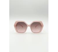 SVNX Oversized Rounded Angular Sunglasses in Pink - Pink - One Size