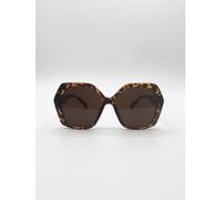 Svnx Oversized Rounded Angular Sunglasses In Tortoiseshell In Brown Brown One Size