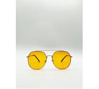 SVNX Oversized rounded aviator style sunglasses with yellow lenses - One Size - Yellow