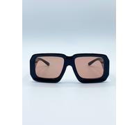 Svnx Oversized Square Frame Sunglasses In Black With Orange Lenses Black One Size