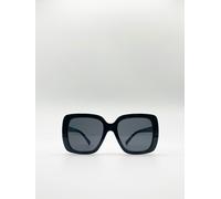 SVNX Oversized Square Plastic Frame Sunglasses - Black