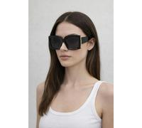SVNX Oversized Square Sunglasses in Black Gold Detail - Black - One Szie